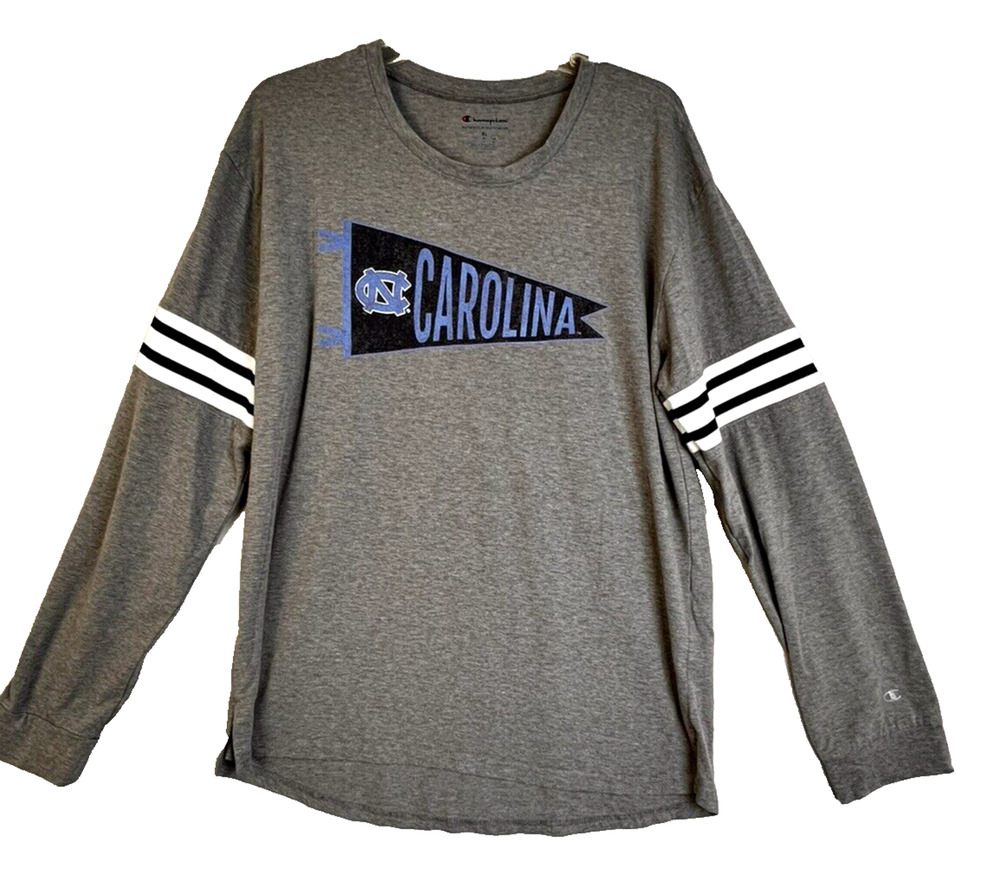Champion North Carolina Shirt Women's XL Gray Blue UNC Long Sleeves College ACC
